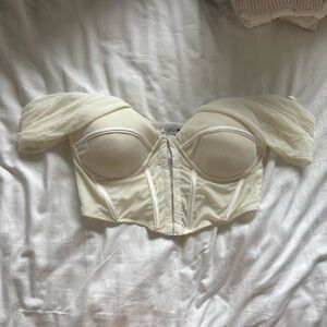 Fashion Nova off the should corset top cream